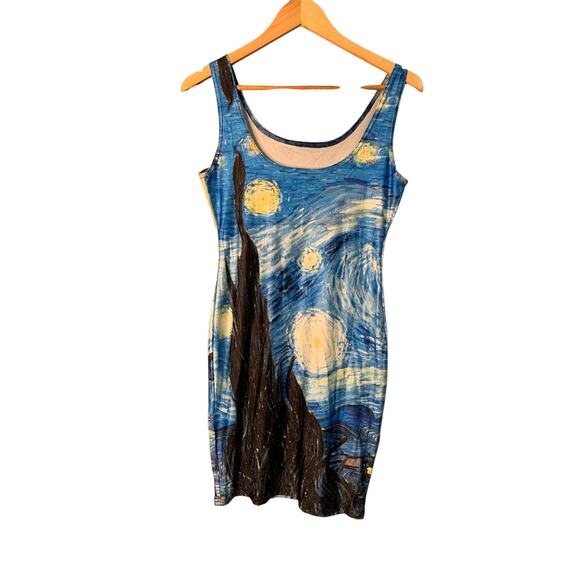 Starry Night Women's Dress Small Form Fitting Van Gogh Artsy Bodycon Summer - Picture 1 of 6